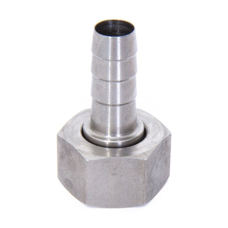 En 10 mm slangenippel med en 1/2" BSP-mutter fra KeyKeg.