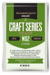 Mangrove Jacks Cider M02 - 9g er en premium gjær, merket ekspert og gjæring, ideell for hjemmebrygging av alle typer cider.