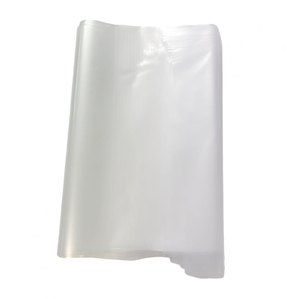 En pakke med 10 Brewshop Plastposer, 50 x 80 cm og 80 my tykke, laget av klar plastfilm, som vises mot en hvit bakgrunn.