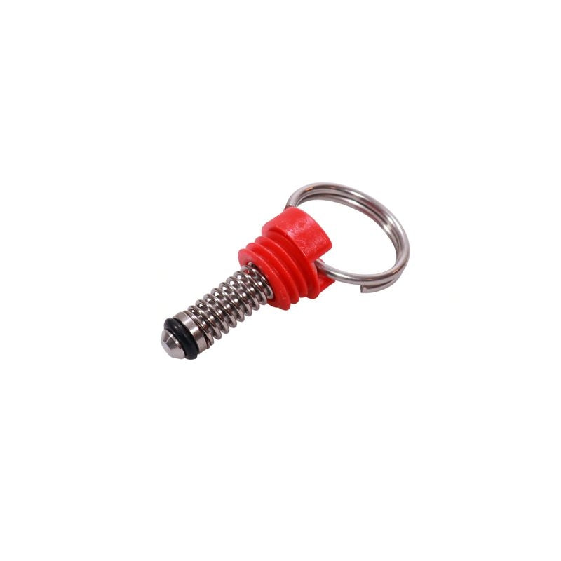 Keg King 35PSI Red PRV (2,4 bar) er en fjærbelastet metallpinne med rødt plastgrep og påmontert nøkkelring i sølv, vist på hvit bakgrunn.