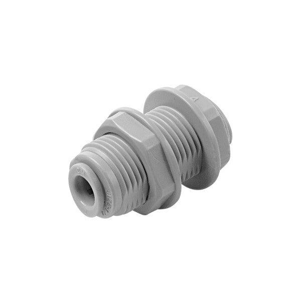 DMfit 5/16" Gjennomføring / Bulkhead Connector fra Dmfit, vist med sekskantet mutter og tetningsring på hvit bakgrunn.