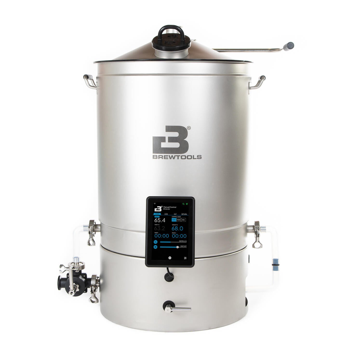 Brewtools B100 bryggesystem 2x230 V 6 kW | Bryggemaskin er en 100-liters bryggemaskin i rustfritt stål med digital styring, flere ventiler og ulike slangealternativer – ideell for erfarne bryggere.