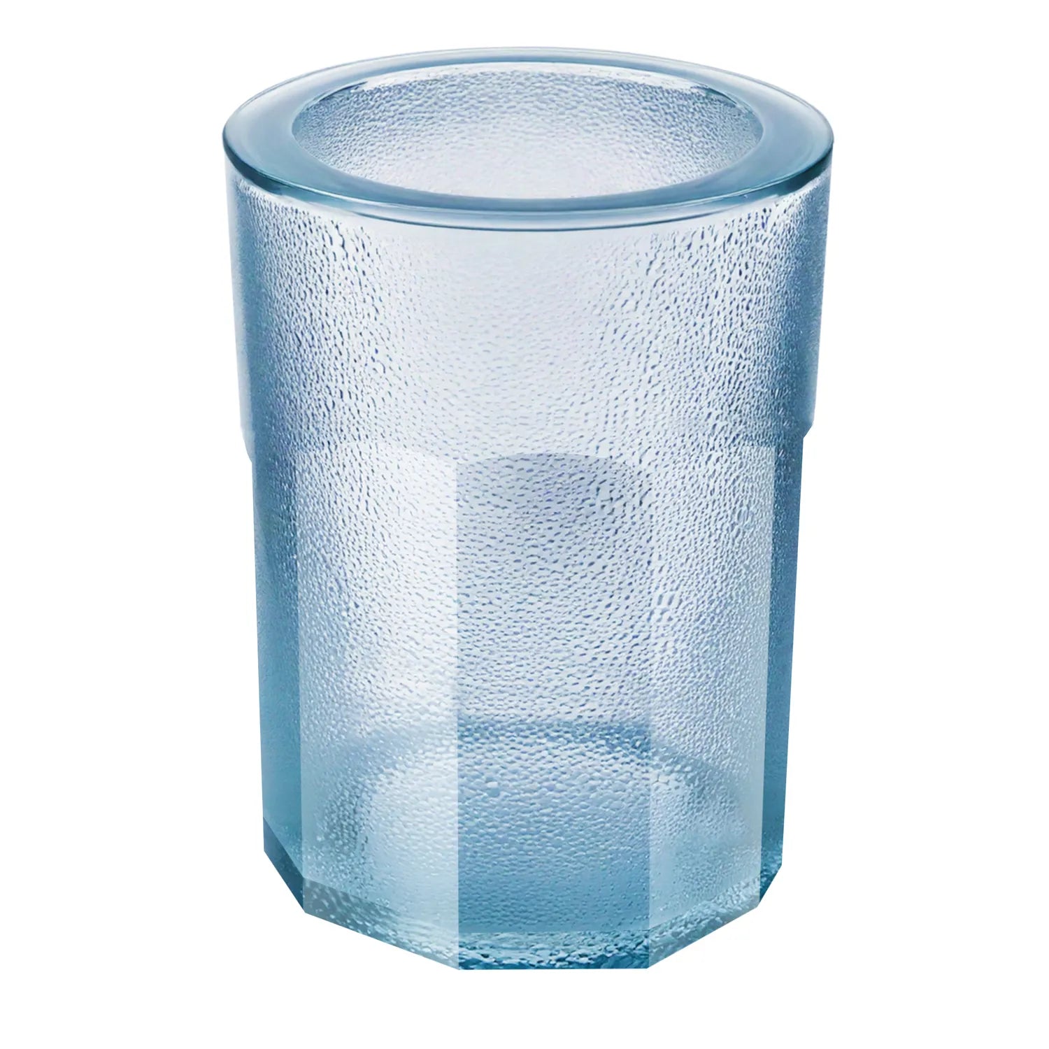 Med Hendi Ice Shot Glass Mould kan du lage iøynefallende, fasetterte shotglass med et strukturert, gjennomskinnelig blått utseende og synlig kondens, perfekt for servering av drinker i en iøynefallende glassform.