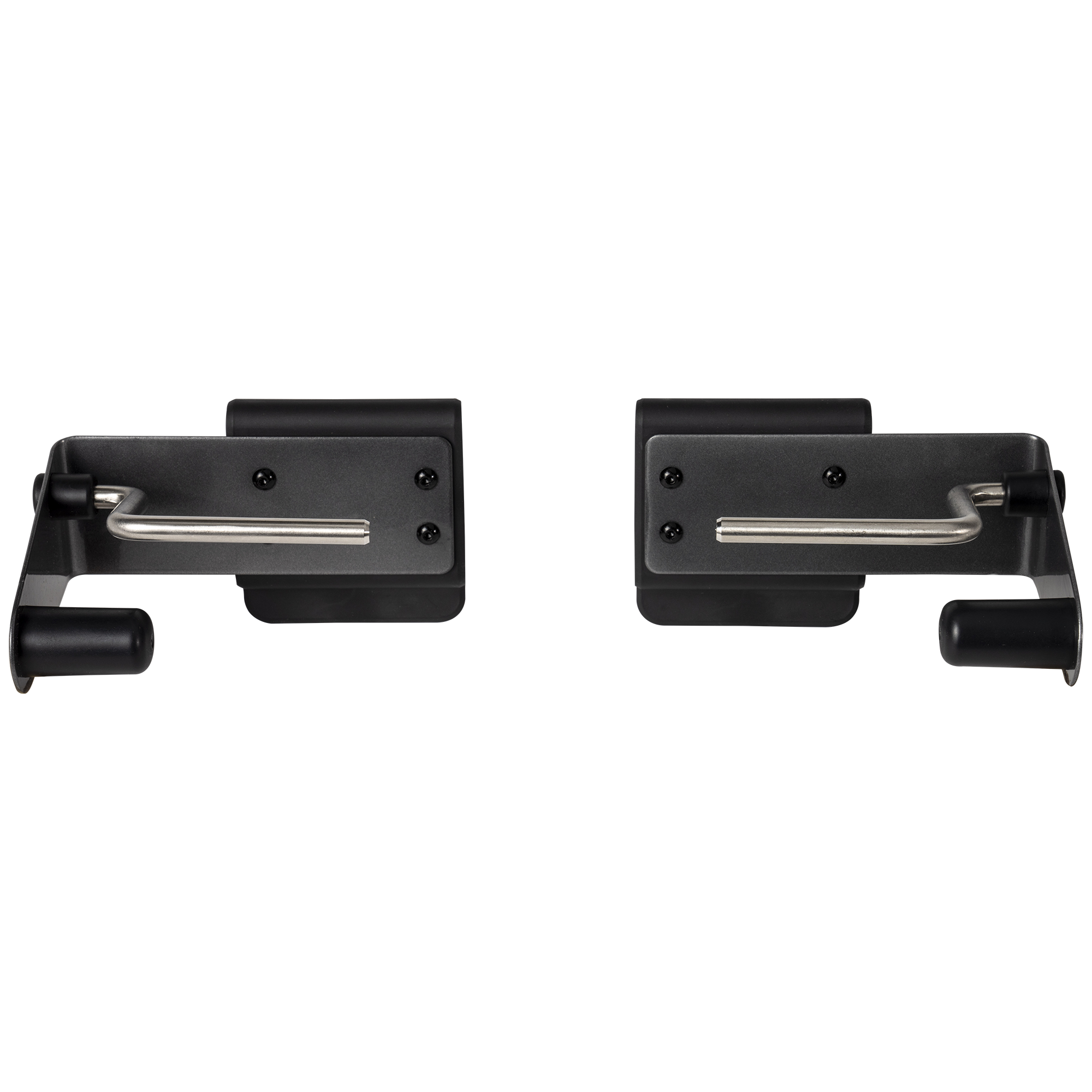 Et par svarte metallbraketter fra Traeger, ideelle for å feste grilltilbehør eller gi stabilitet til Traeger P.A.L. Roll Rack på et hvilket som helst utekjøkken.