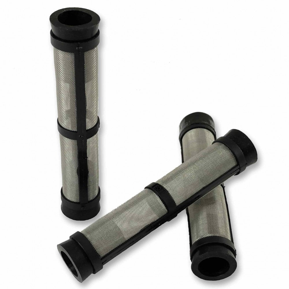 Tre Bouncer Growler Bro Mini Beer Infusers (3 stk.) med ender i svart plast er plassert på en hvit flate, to liggende og én stående.