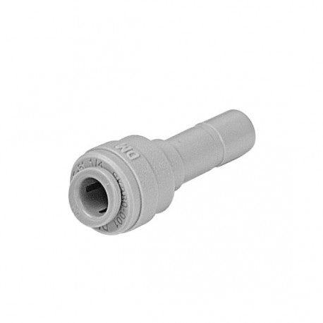 DMfit 5/16" - 3/16" Reducer fra Dmfit er en ISO 9001-sertifisert push-fit-kobling i grå plast med sylindrisk kropp og pigg i enden, for sammenføyning av slanger i rørlegger- eller væskesystemer.