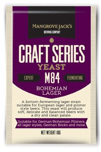 Mangrove Jacks Bohemian Lager Yeast M84 - 10 g er perfekt for hjemmebrygging av autentiske europeiske lager- og pilsnerstiler.
