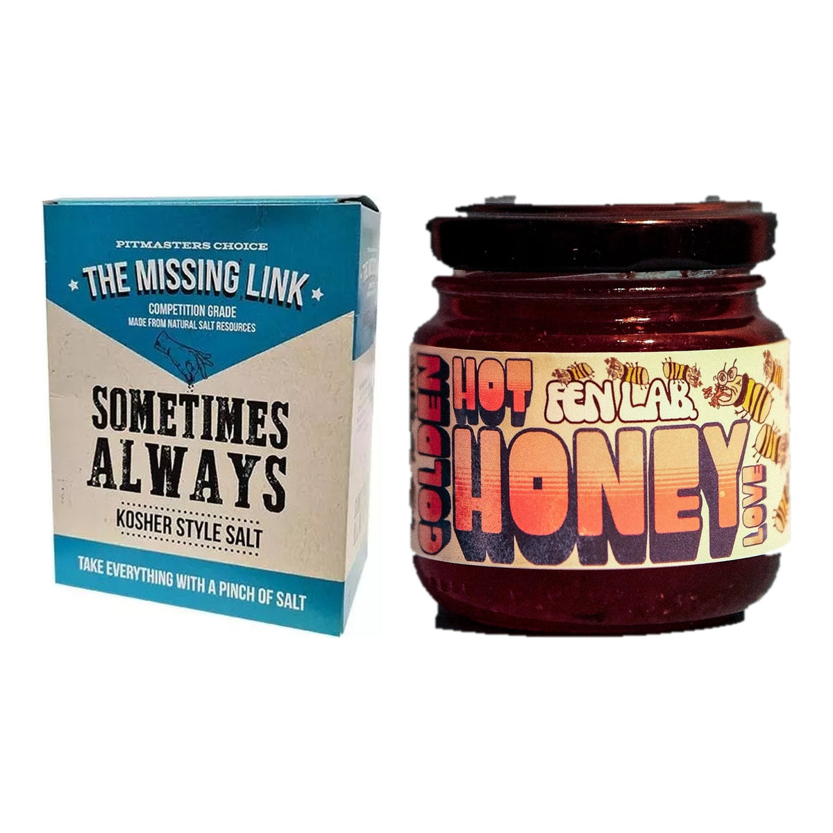 BBQ-paket Ibérico och Wagyu – The Missing Link Sometimes Always Kosher Style Salt och Golden Hot Honey Love från Fen Lab