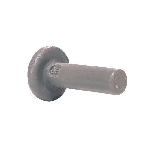 John Guest 3/8" pluggen fra John Guest er en grå plastkobling med en rund, flat base og sylindrisk skaft, utformet for enkle og sikre push-fit-tilkoblinger.