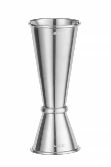 Cocktail Jigger 25/50ml fra Hendi, laget i rustfritt stål med 25ml og 50ml mål på hver side - ideell for presise drinkmålinger.