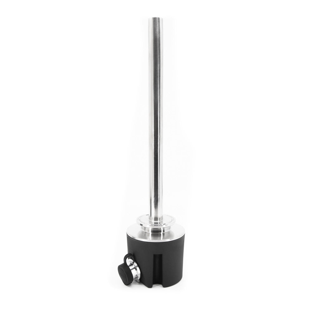 En metallstang med sylindrisk base og sideknapp, lik Brewtools Varmeelement til Brewtools Unitank og MiniUni - 200W, uten kabel, isolert på hvit bakgrunn.