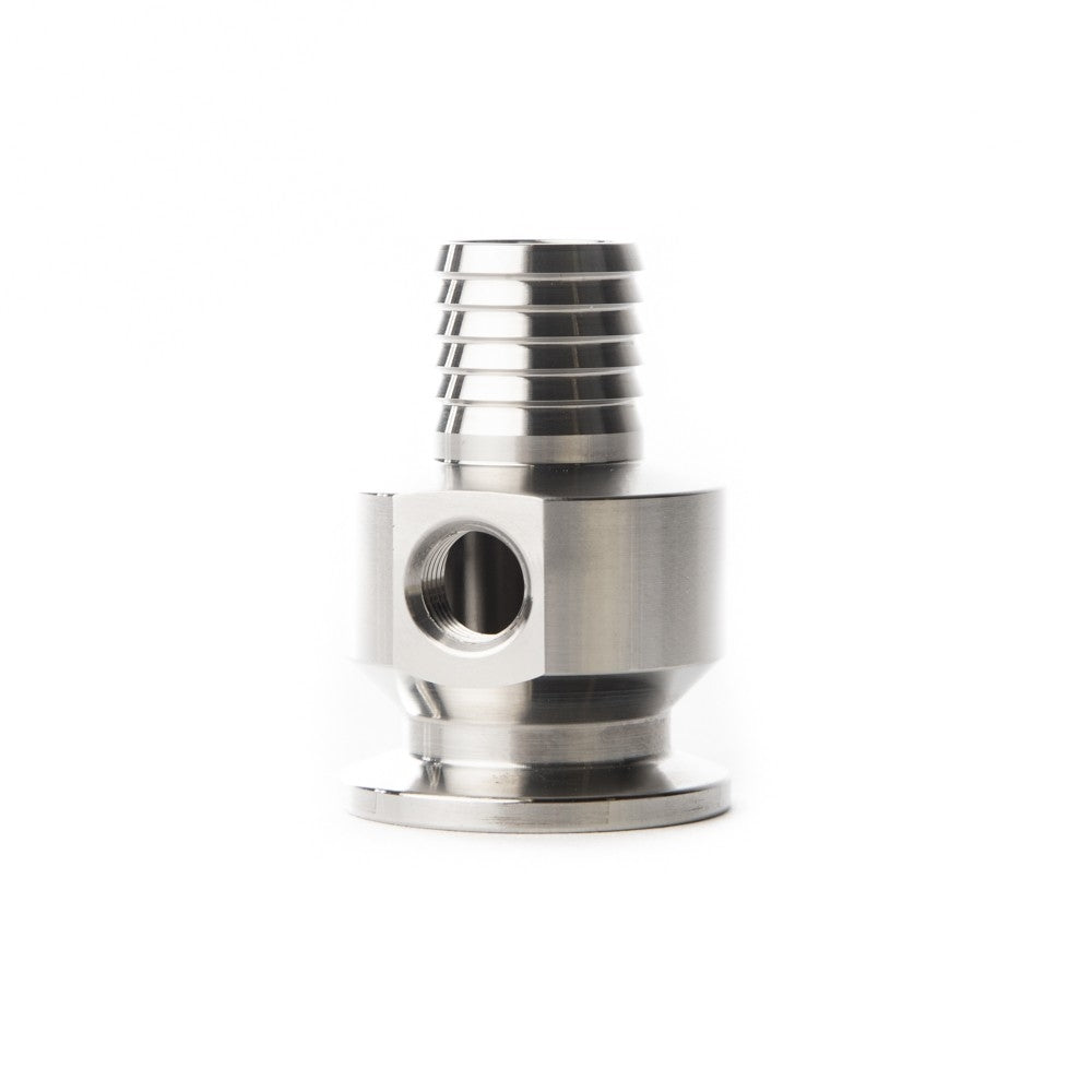 Brewtools Inline temperatursensor med adapter, en rustfri sensor for bryggemaskin, ideell som 3-veis ventil. Vist på hvit bakgrunn.