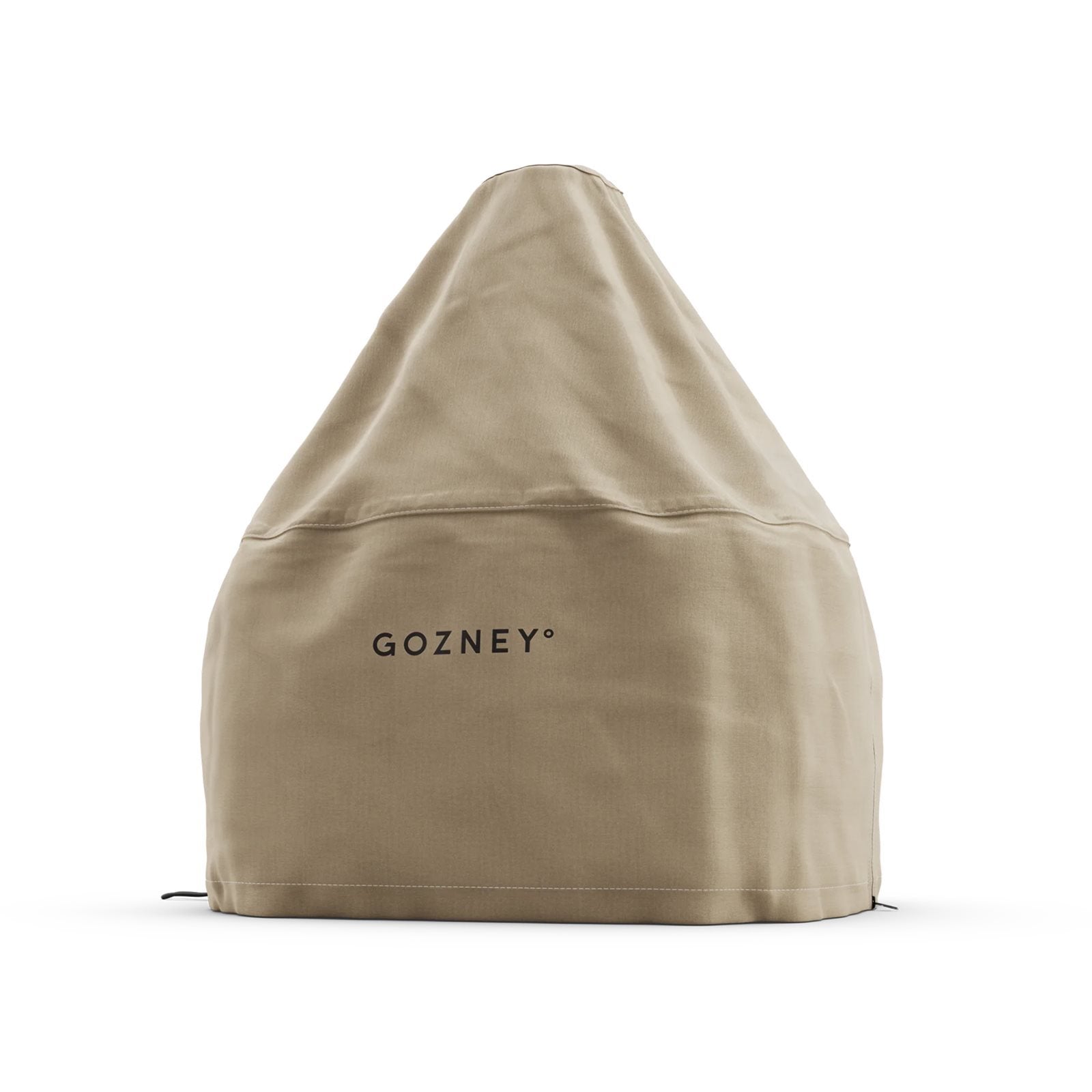 Beige, pyramideformet stofftrekk merket med "GOZNEY", designet som en vannavvisende ovntrekk som passer til Gozney Dome Gen 2 Trekk eller andre utendørsovner og -apparater.
