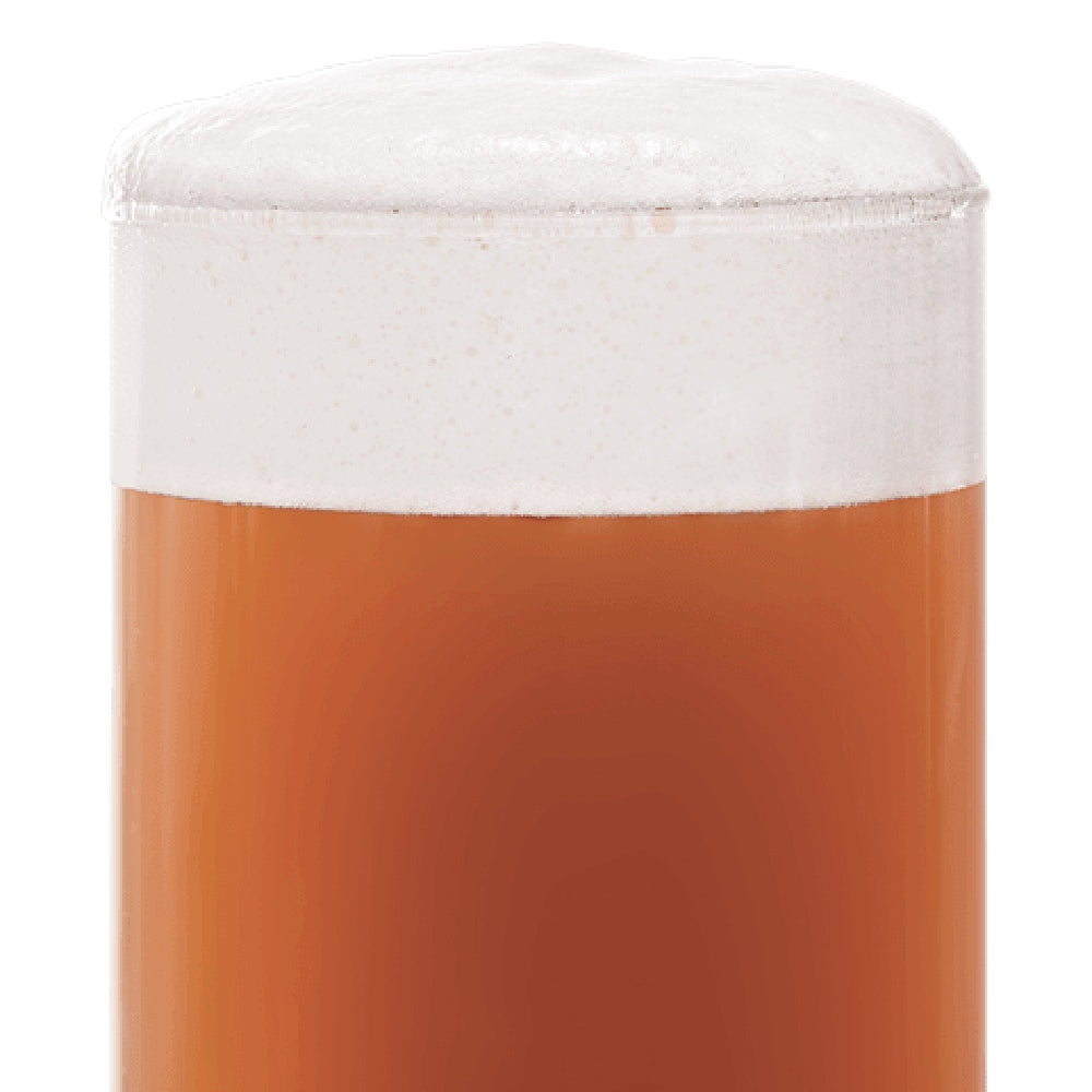 Nærbilde av et glass fylt med ravfarget øl toppet med et tykt, skummende skum, som fremhever den rike karakteren som BEST Munich Dark Malt (21-35 EBC) 100G fra Bestmalz gir.