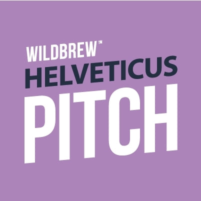 Teksten viser "WildBrew Helveticus Pitch 250g" i fete, hvite og svarte store bokstaver på en lilla bakgrunn, med Lallemand-merket.