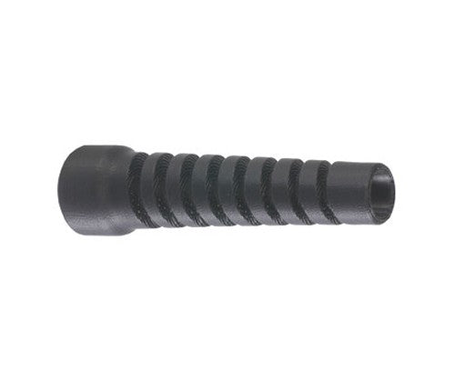 John Guest Avlastningsstrømpe 3/8" - Avlastningsstrømpe er en svart plastkobling med sekskantet base og riflet, konisk kropp, utformet for å beskytte kabler. Den har en 3/8" hurtigkobling for enkel installasjon og strekkavlastning i John Guest-systemer.