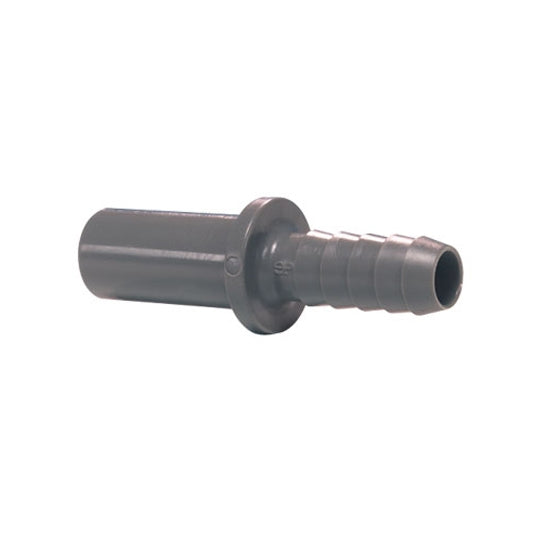 John Guest Tube to Hose Stem 5/16" - 5/16" er en svart plastkobling med riflet slangeende og glatt slangestamme, utformet for sikre tilkoblinger i push-fit-systemer som dem fra John Guest.
