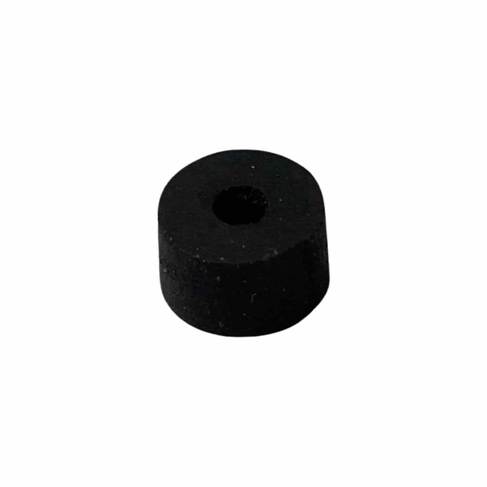 En Lindr Pakning til trykkbryter 11x4x6, en liten svart gummisylinder med et hull i midten, vises mot en vanlig hvit bakgrunn.