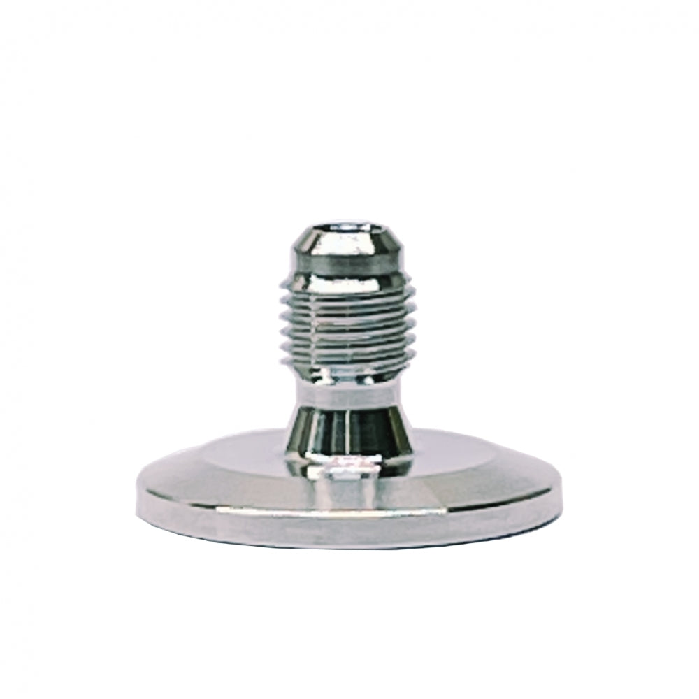 John Guest 34 mm Tri-Clamp til 1/4" MFL er et slitesterkt beslag med gjenget stamme og flat, sirkulær base, designet av 304 rustfritt stål for justerbar støtte av møbler eller utstyr.