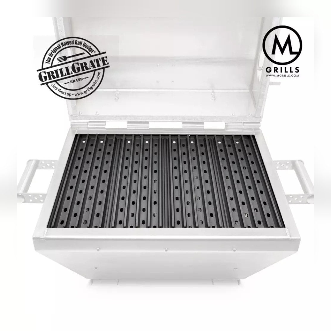 GrillGrate panels fitted in the M-Grills M16 charcoal grill