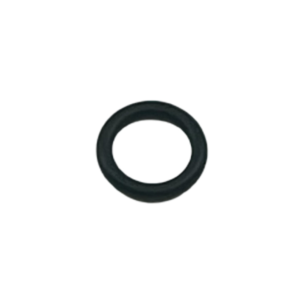 Pakning til Oxyturbo oksygenregulator - reservedel, en svart O-ringspakning av gummi som brukes til å tette Oxyturbo oksygenregulator, vises mot en hvit bakgrunn.