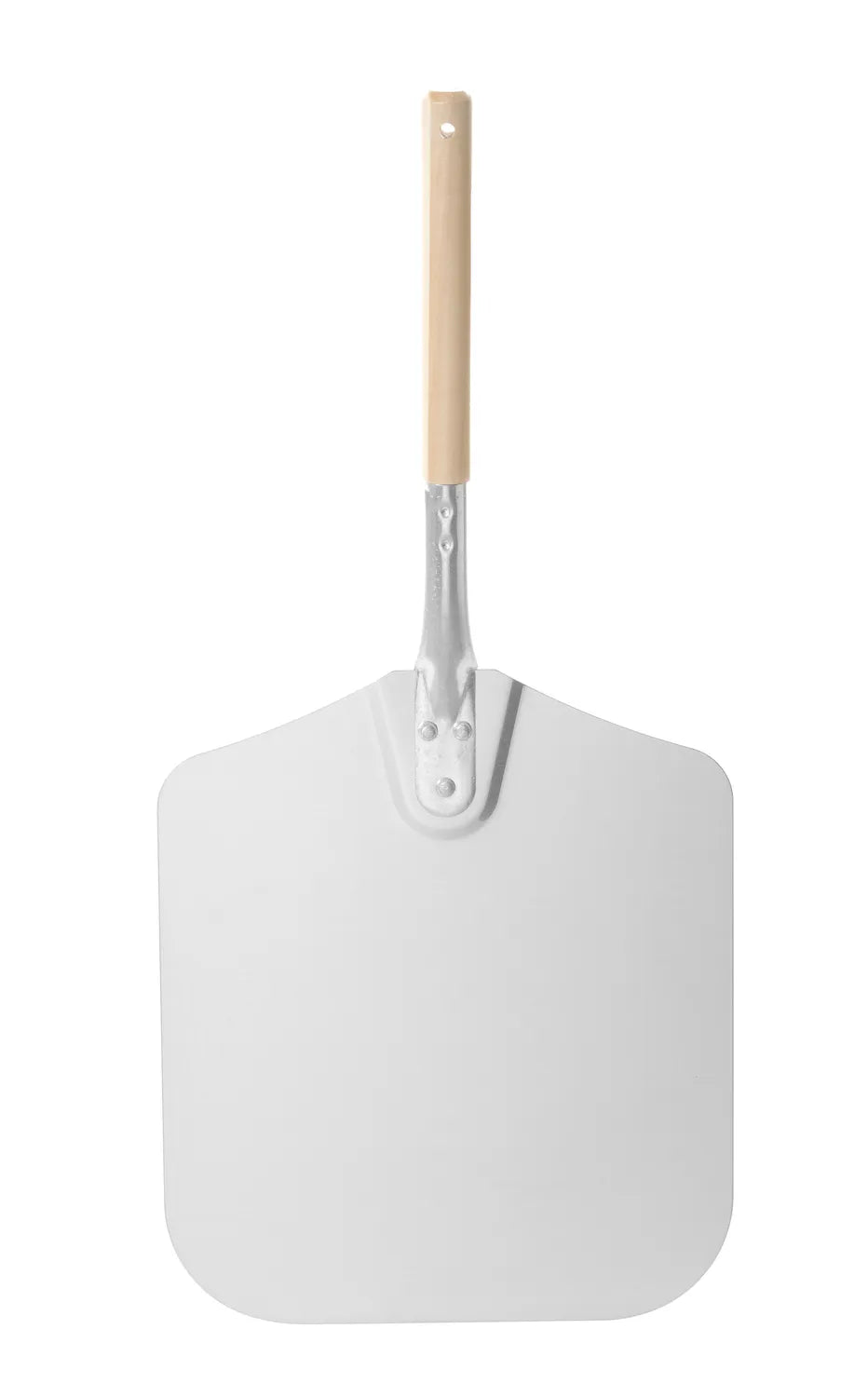 Hendi Pizzaskall 40 cm har et rektangulært metallblad og et trehåndtak, vist mot en hvit bakgrunn.