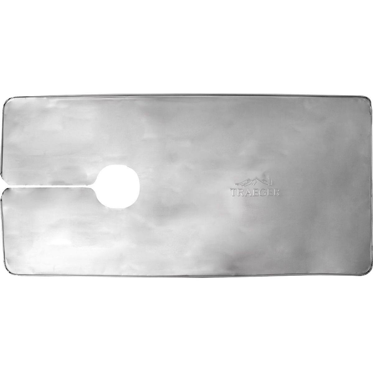 Traeger Drip Tray Liners, størrelse E 5-pk til Ironwood XL/Timberline XL, er et praktisk folieunderlag med sirkulær utskjæring og Traeger-logo som gjør det enkelt å rengjøre grillen.